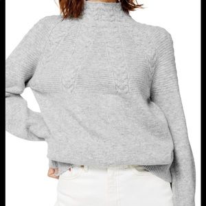 Top Shop grey cable knit mock neck sweater